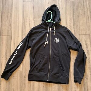 Cali Cream Black Zip-Up Hoodie